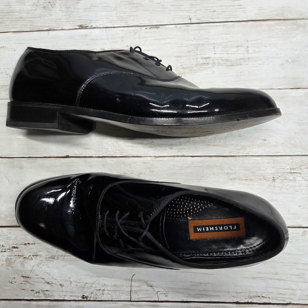 Florsheim Patent Leather Oxford Dress Shoes Men 10 3E Black Formal Tuxedo 20317